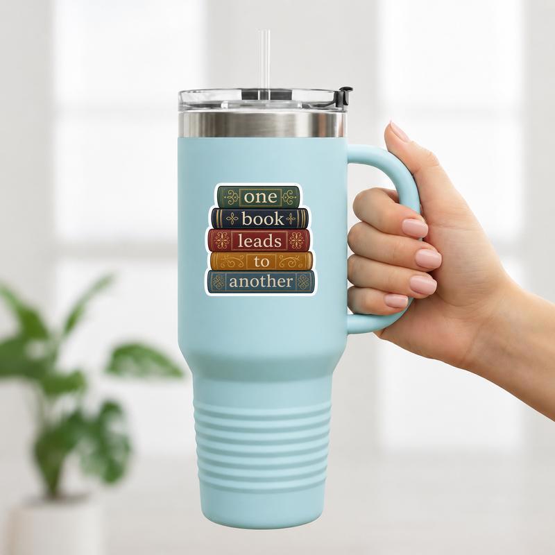One Book Leads To Another Sticker - Classic Library Lover Gift