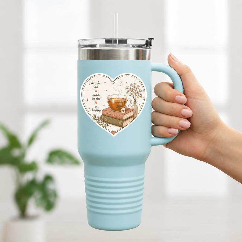 Tea Lover Bookworm - Soft Reading Vibes Sticker Tea Lover Bookworm - Soft Reading Vibes Sticker