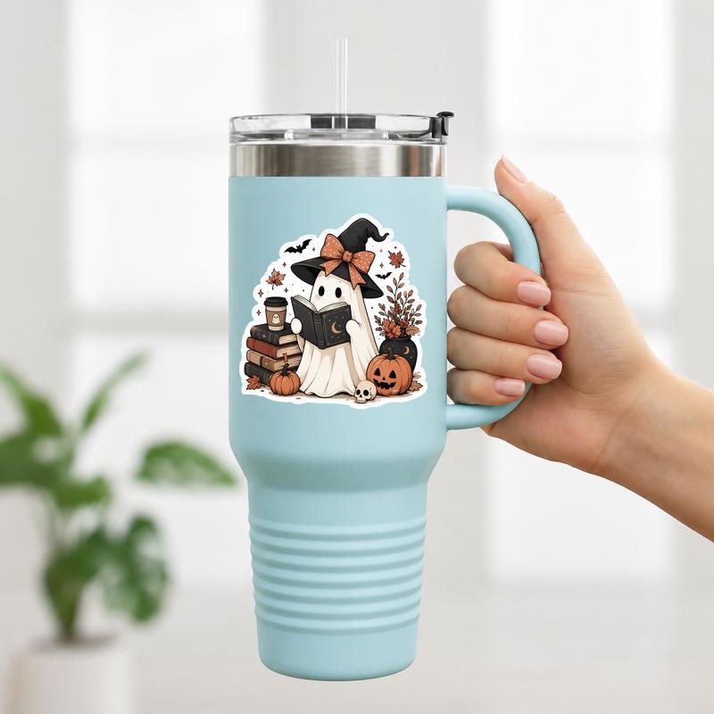 Witchy Ghost Reader - Cozy Halloween Book Club Sticker