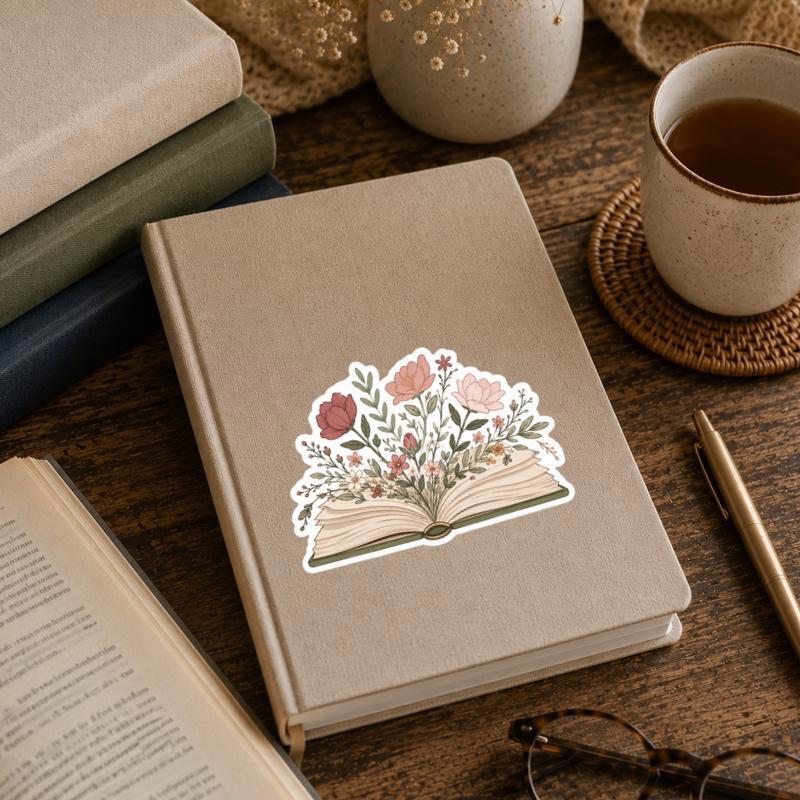 Blooming Pages - Floral Open Book Aesthetic Sticker