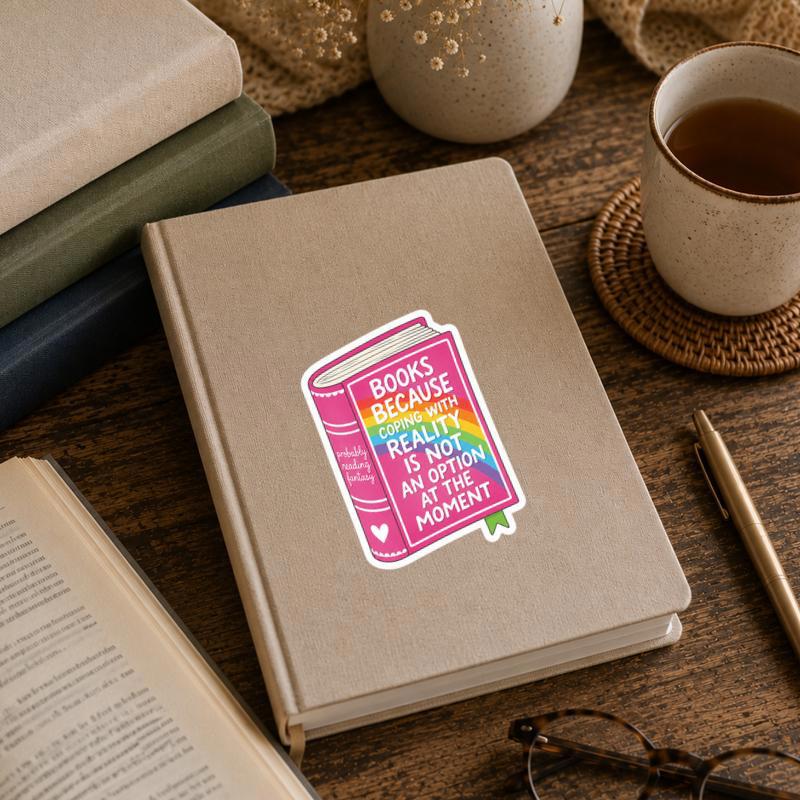 Books Because Reality Is Not An Option - Reader Humor Sticker Books Because Reality Is Not An Option - Reader Humor Sticker