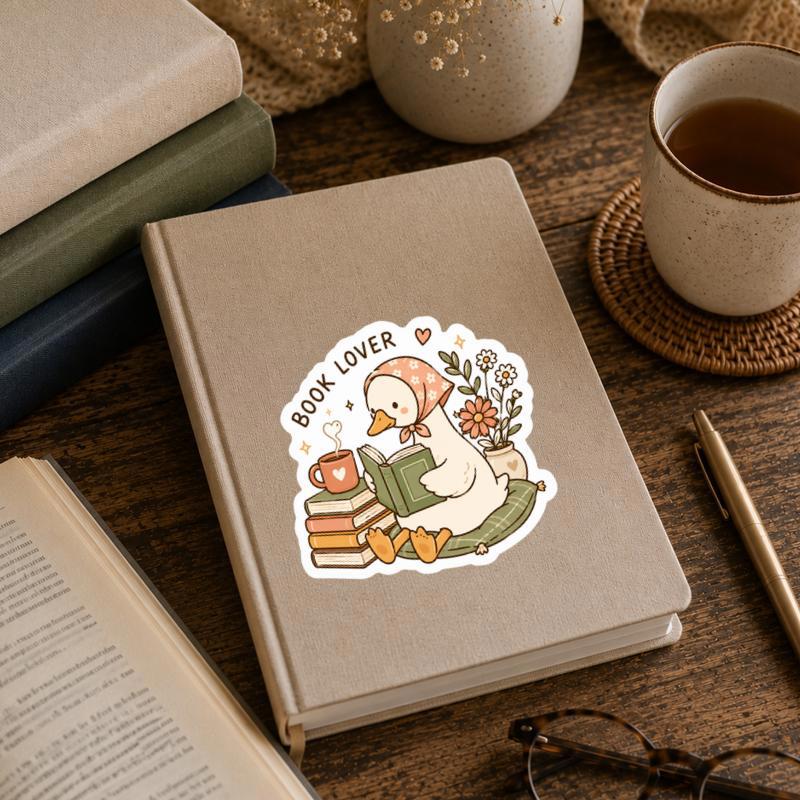 Cozy Goose Book Lover - Cute Reading Aesthetic Art Sticker