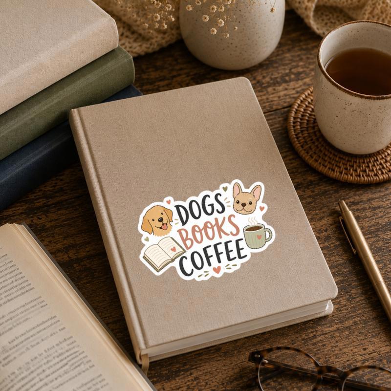 Dogs Books Coffee - Reader Essentials Sticker