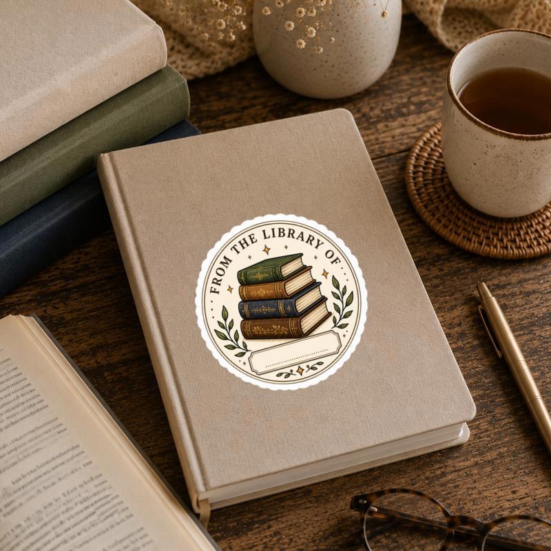From The Library Of - Antique Book Stack Sticker