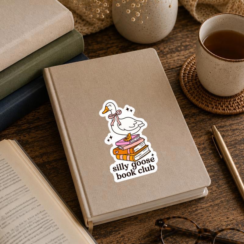 Funny Goose Reading Books - Silly Goose Book Club Sticker Funny Goose Reading Books - Silly Goose Book Club Sticker