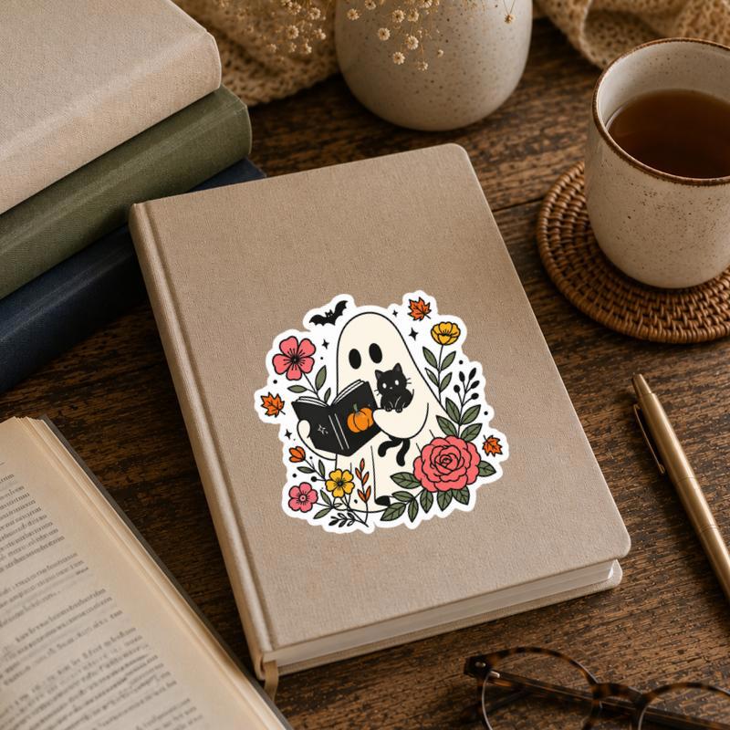 Ghost Reader Garden - Cozy Autumn Book Vibes Sticker Ghost Reader Garden - Cozy Autumn Book Vibes Sticker