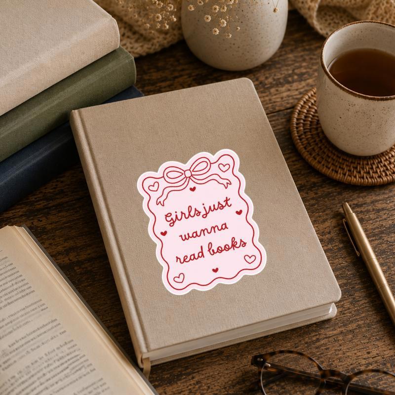 Girls Just Wanna Read Books - Cute Coquette Reader Sticker
