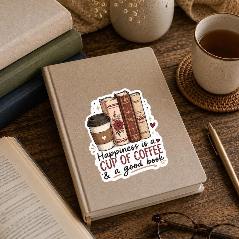 Happiness Is A Cup Of Coffee And A Good Book Sticker