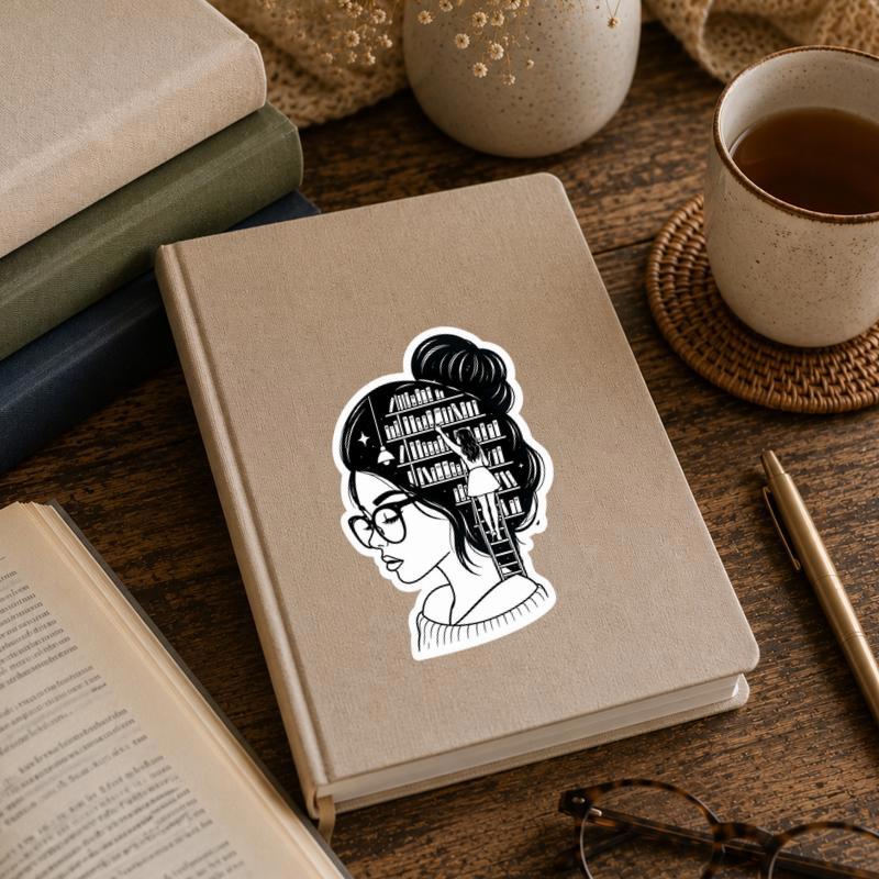 Her Mind Is A Library - Reader Girl Sticker Her Mind Is A Library - Reader Girl Sticker