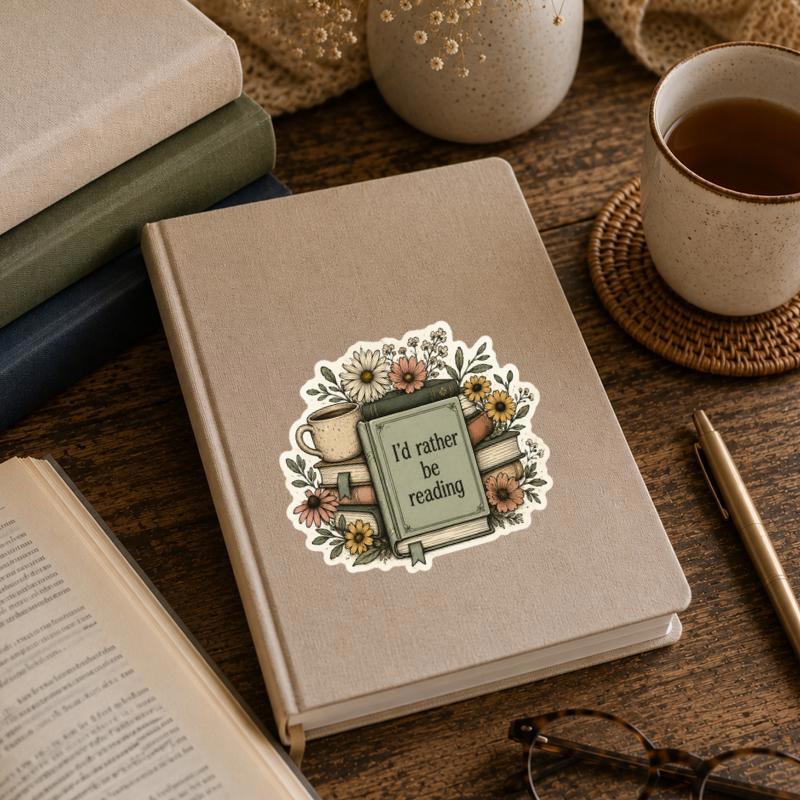 I’d Rather Be Reading - Floral Book Lover Sticker
