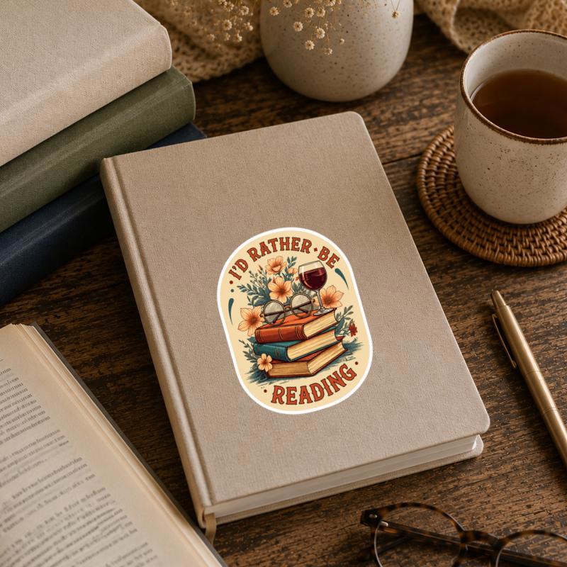 I’d Rather Be Reading - Vintage Book Lover Aesthetic Sticker
