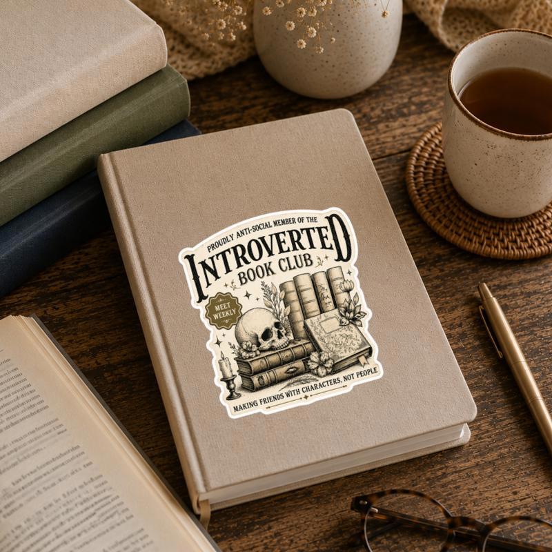 Introverted Book Club - Vintage Anti Social Reader Sticker