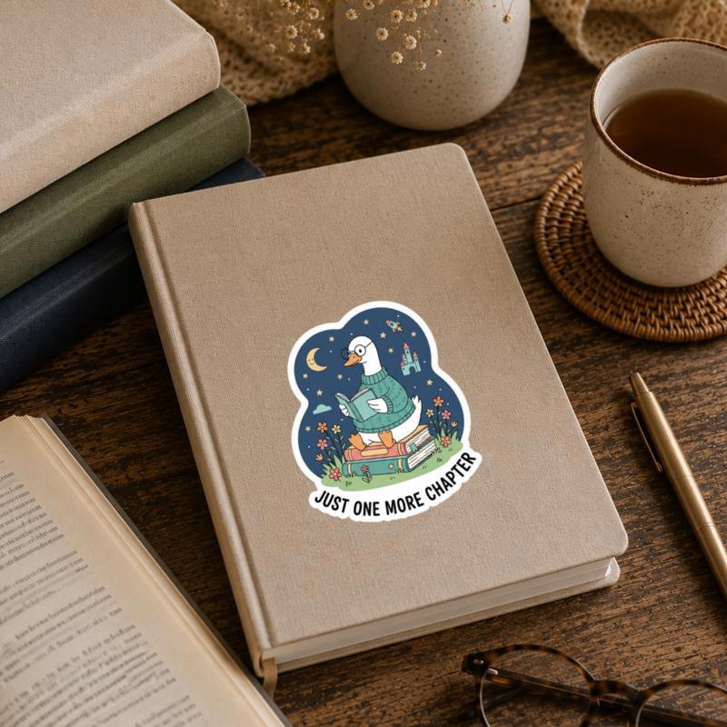 Just One More Chapter - Cozy Goose Reading Night Sticker