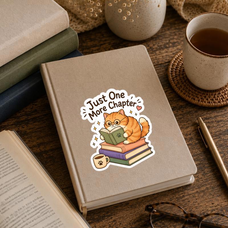 Just One More Chapter - Cute Orange Cat Sticker