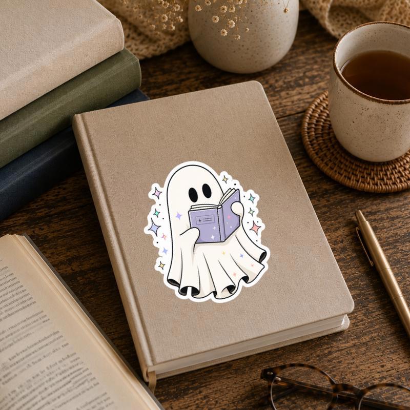 Kawaii Ghost Reader - Cute Cozy Book Sticker