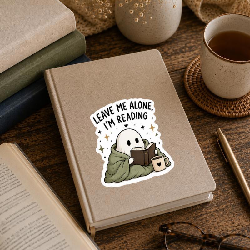 Leave Me Alone I’m Reading - Cozy Introvert Ghost Sticker Leave Me Alone I’m Reading - Cozy Introvert Ghost Sticker