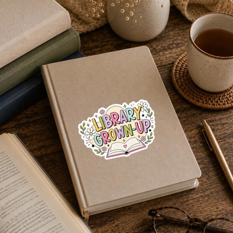 Library Grown Up Sticker - Cute Retro Book Lover Decal