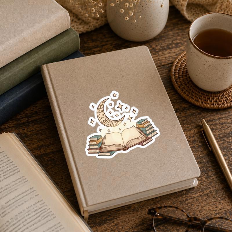 Moonlit Book Magic Sticker - Fantasy Reader Celestial Aesthetic