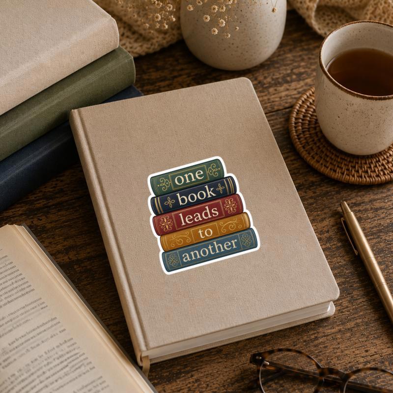One Book Leads To Another Sticker - Classic Library Lover Gift