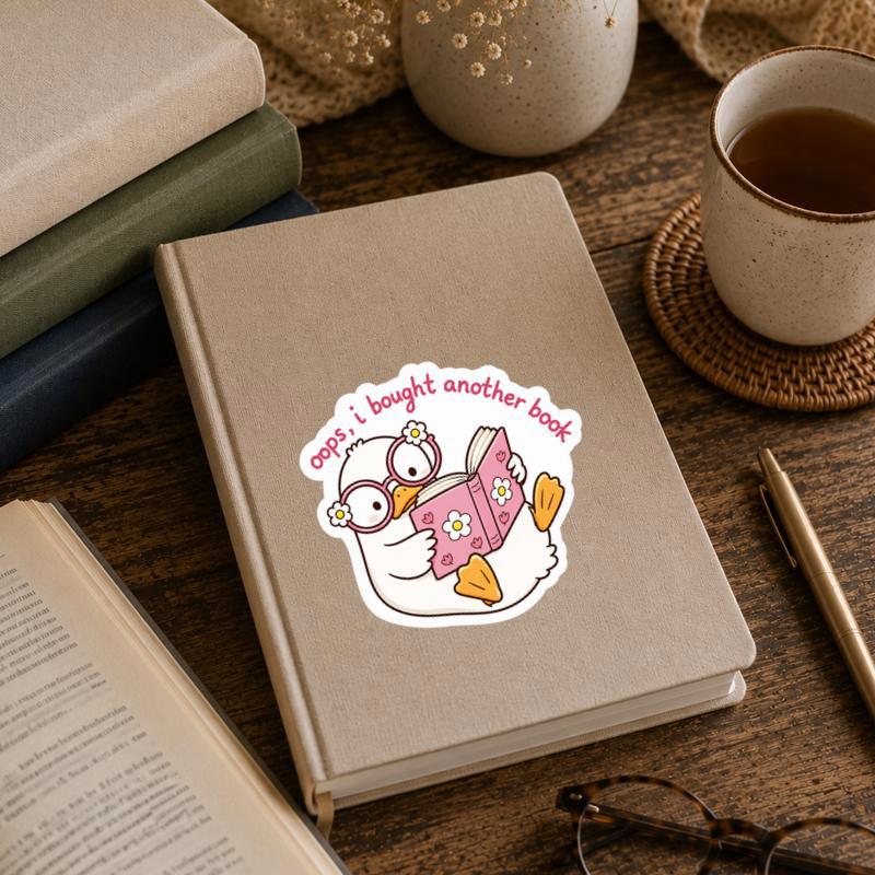 Oops I Bought Another Book - Funny Duck Reading Sticker
