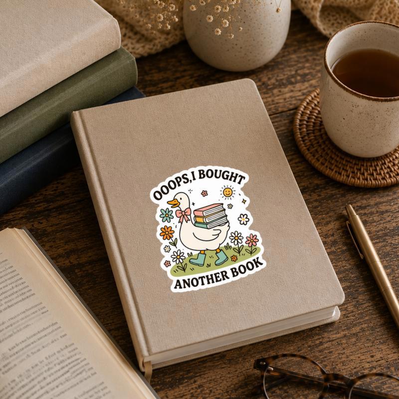 Oops I Bought Another Book - Funny Goose Bookworm Sticker