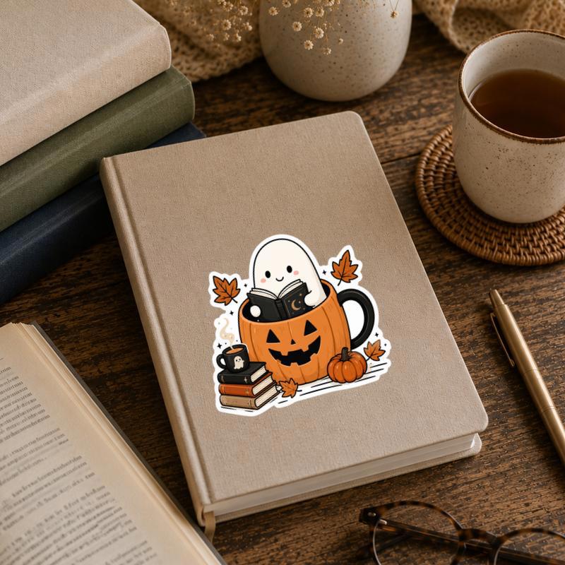 Pumpkin Spice And Ghost Stories - Autumn Book Lover Sticker
