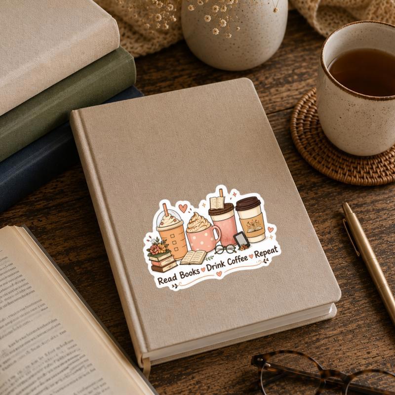 Read Books, Drink Coffee, Repeat - Daily Reader Routine Sticker