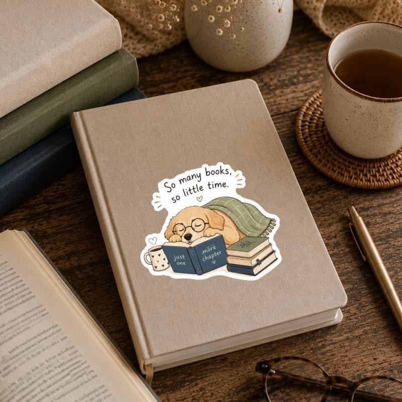 So Many Books, So Little Time - Dog And Book Lover Sticker