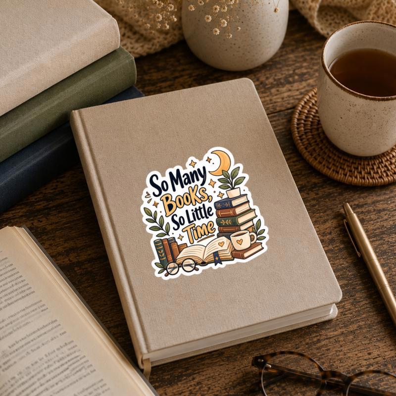 So Many Books So Little Time Sticker - Cozy Reader Aesthetic