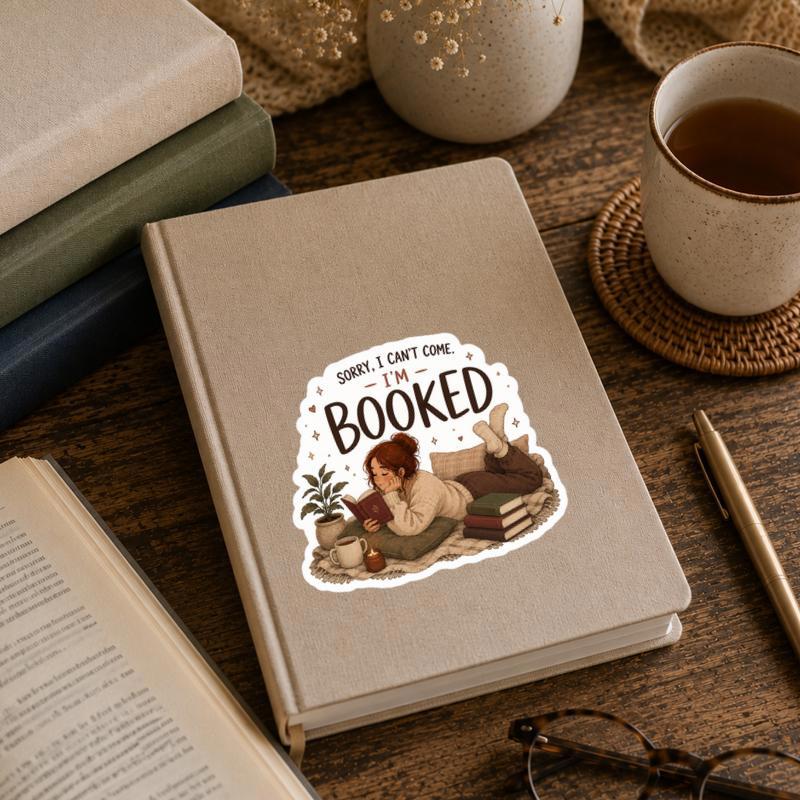 Sorry I Can’t Come, I’m Booked - Introvert Girl Sticker Sorry I Can’t Come, I’m Booked - Introvert Girl Sticker
