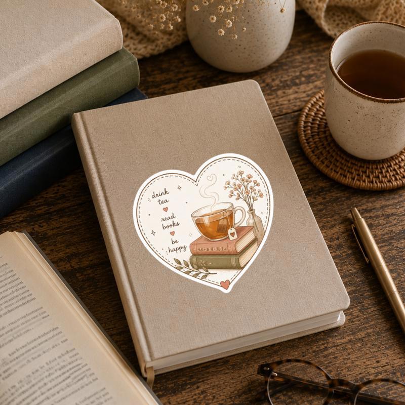 Tea Lover Bookworm - Soft Reading Vibes Sticker Tea Lover Bookworm - Soft Reading Vibes Sticker