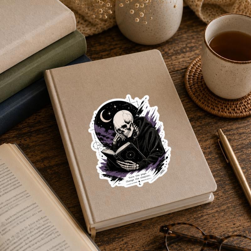 Turn The Page Change The Chapter - Gothic Reader Sticker Turn The Page Change The Chapter - Gothic Reader Sticker