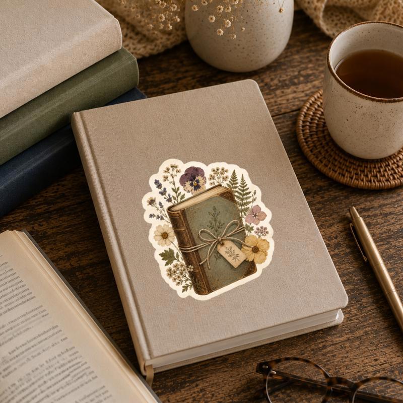 Vintage Floral Journal - Antique Book Lover Sticker
