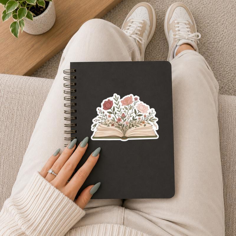 Blooming Pages - Floral Open Book Aesthetic Sticker