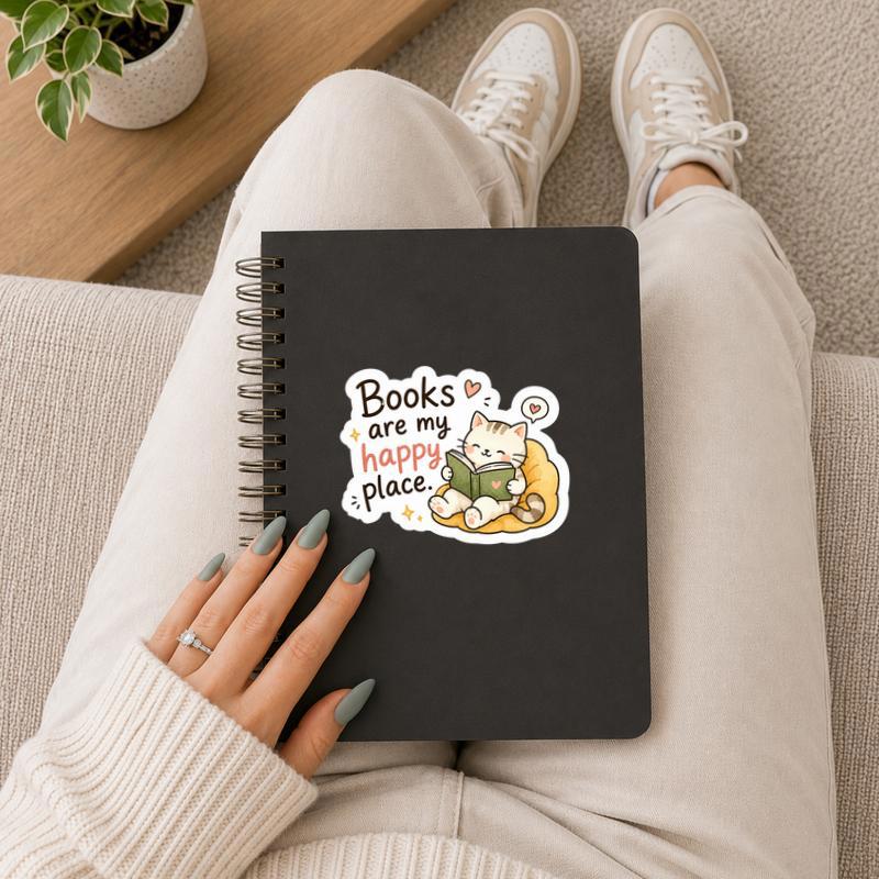 Books Are My Happy Place - Cute Reading Cat Sticker