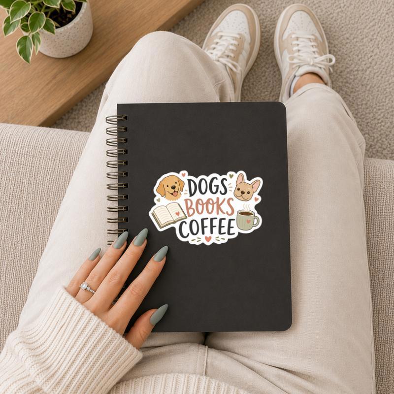 Dogs Books Coffee - Reader Essentials Sticker