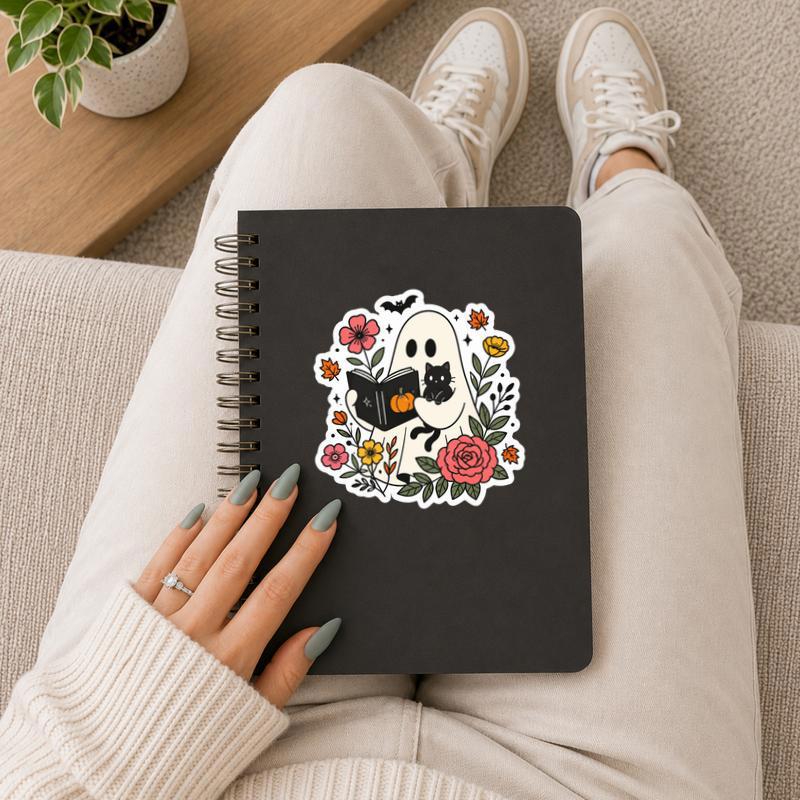 Ghost Reader Garden - Cozy Autumn Book Vibes Sticker Ghost Reader Garden - Cozy Autumn Book Vibes Sticker