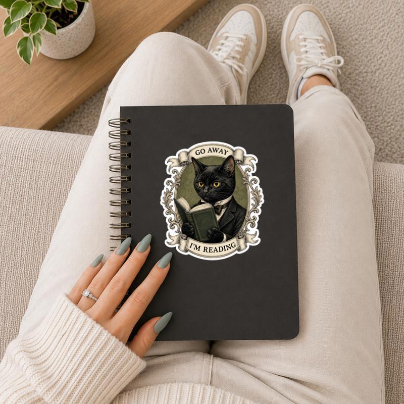 Go Away, I’m Reading - Vintage Black Cat Introvert Reader Sticker
