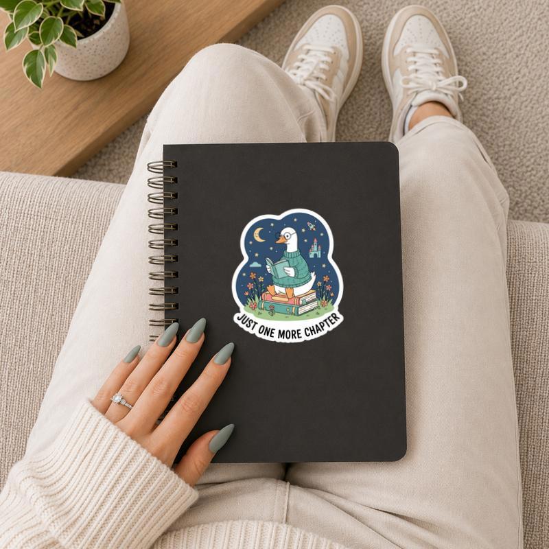 Just One More Chapter - Cozy Goose Reading Night Sticker
