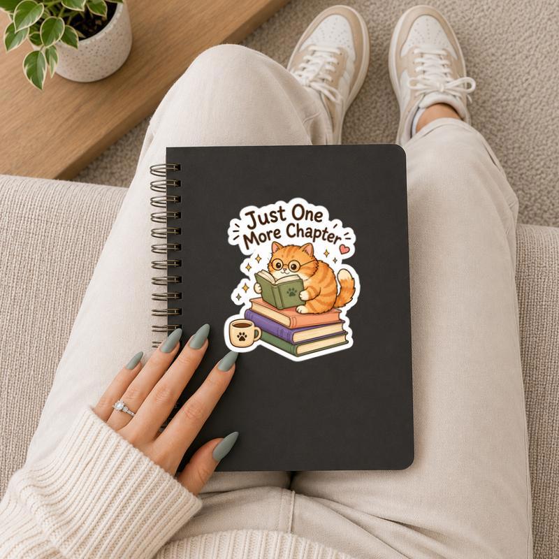 Just One More Chapter - Cute Orange Cat Sticker
