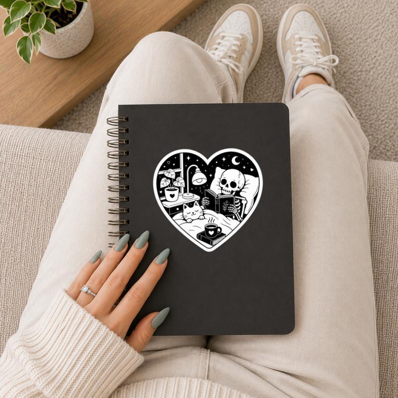Midnight Reader Club - Cozy Skeleton Book Nook Sticker