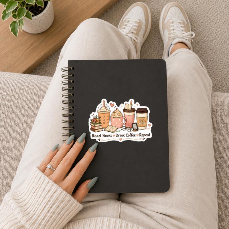 Read Books, Drink Coffee, Repeat - Daily Reader Routine Sticker