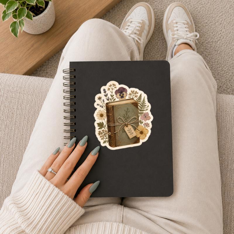 Vintage Floral Journal - Antique Book Lover Sticker
