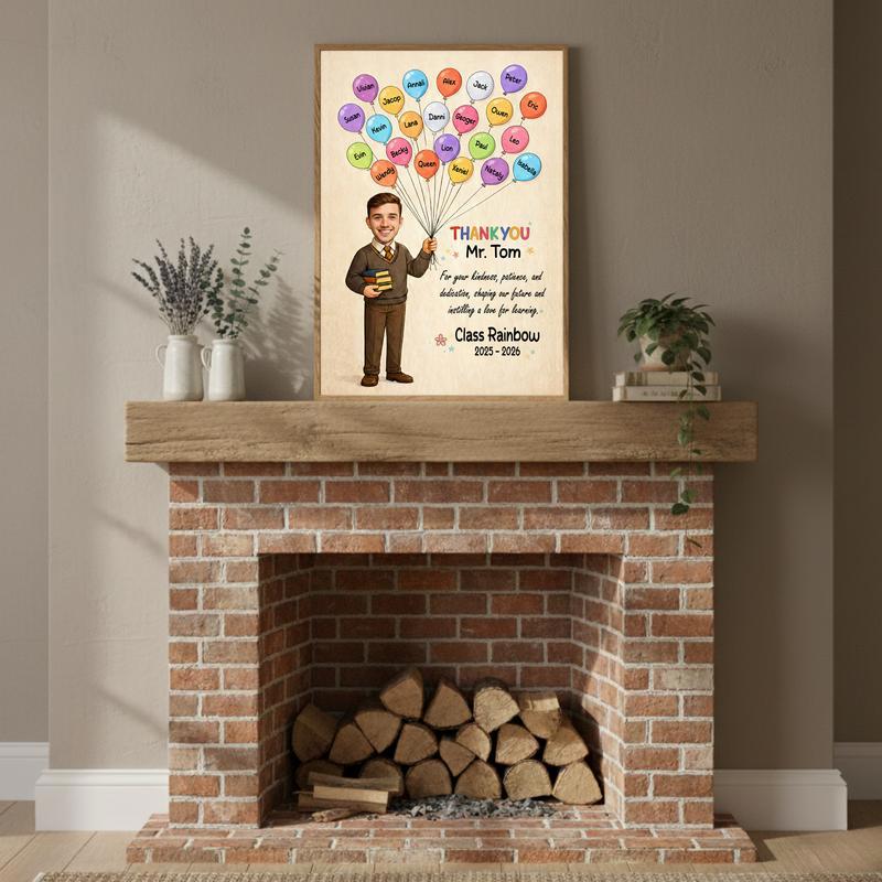 Gift For Teacher - Custom Teacher Balloon With Kids’ Names Canvas