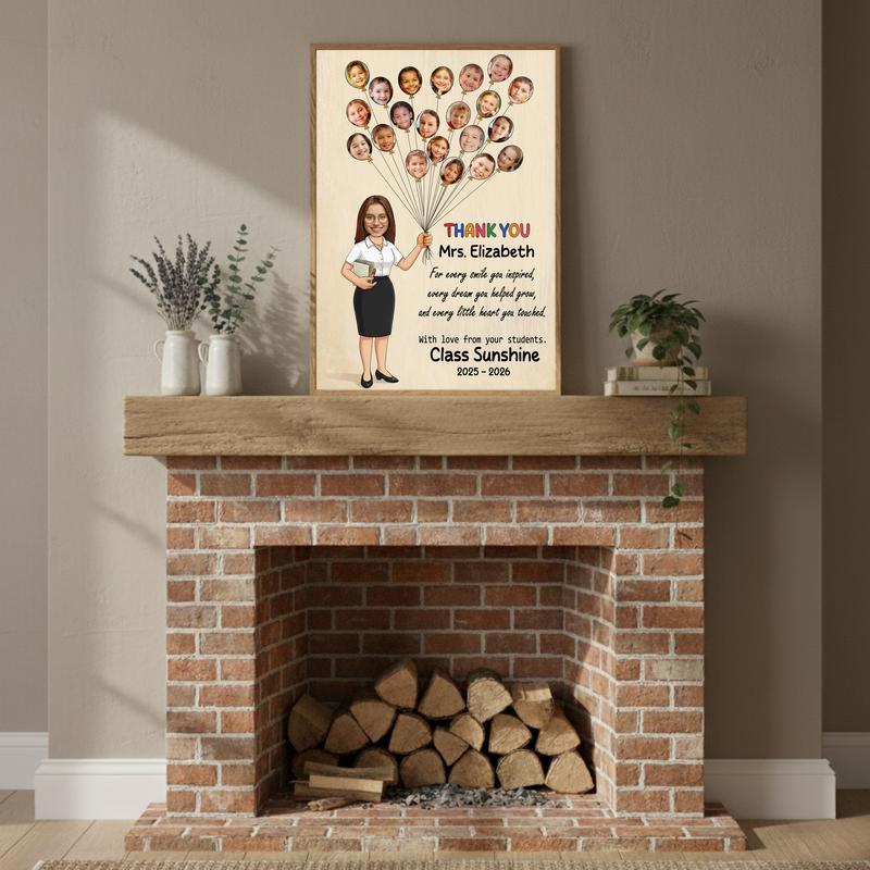 Teacher Gift - Personalized Teacher Balloon With Kids’ Faces Canvas