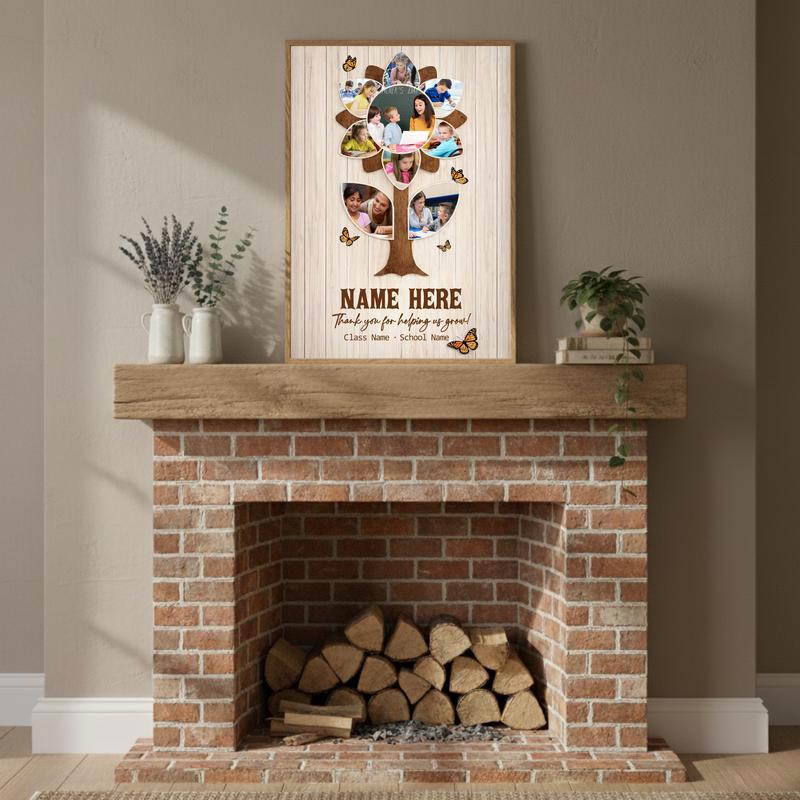 Thank You Teacher - Custom Rustic Sunflower Photo Collage Canvas
