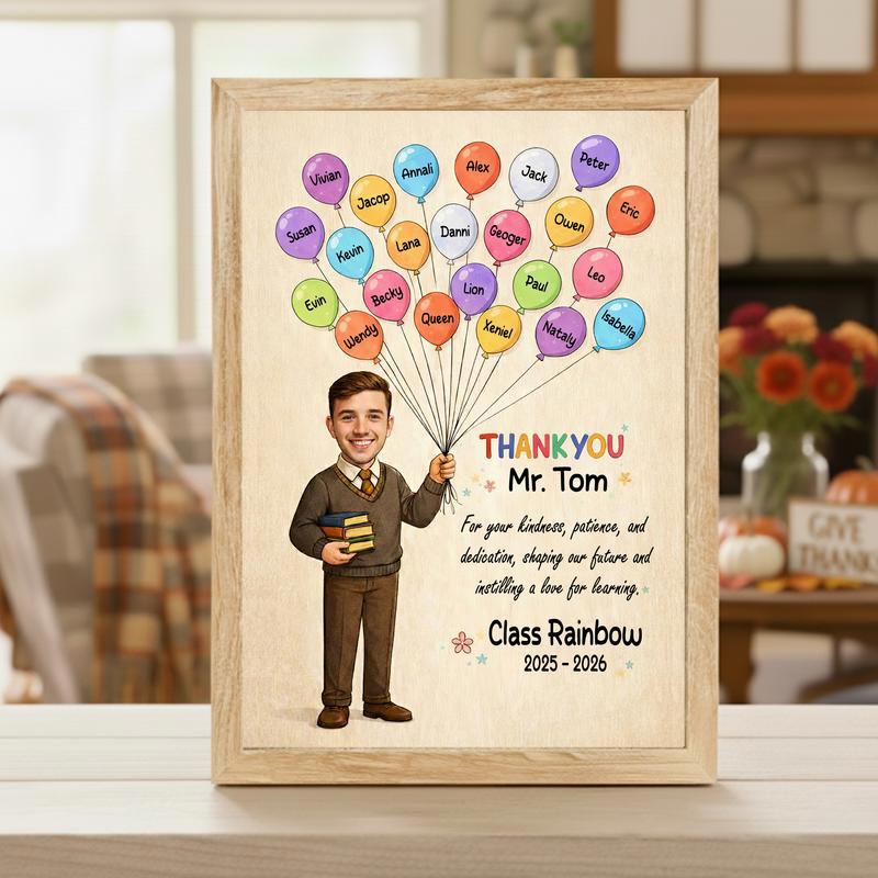 Gift For Teacher - Custom Teacher Balloon With Kids’ Names Canvas