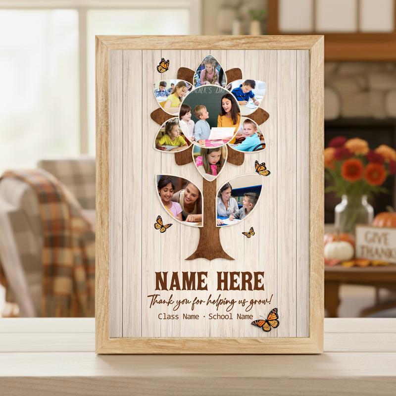 Thank You Teacher - Custom Rustic Sunflower Photo Collage Canvas