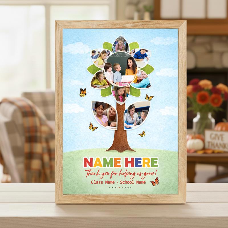Thank You Teacher - Playful Sunflower Photo Collage Memory Canvas