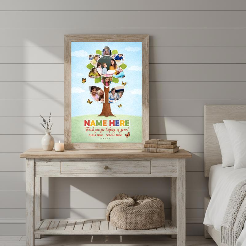 Thank You Teacher - Playful Sunflower Photo Collage Memory Canvas